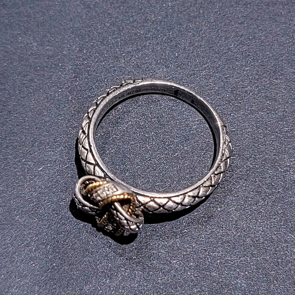 Andrea Candela 18k Gold & Sterling Silver Love Knot Cable Diamond Ring - Picture 2 of 2